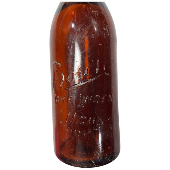 Vintage Bosch Glass Bottle Lake Linden Michigan Amber Not To Be Sold - Picture 4 of 10